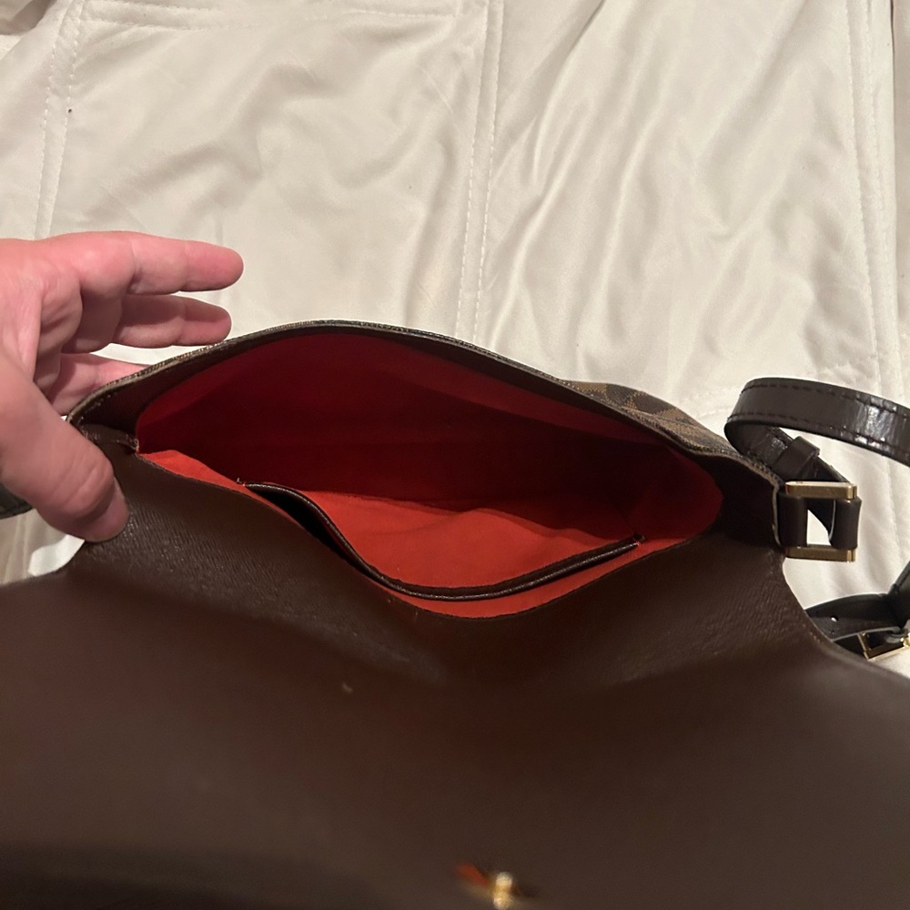 LV Tango Brown Slap Damier Ebene Long Shoulder Musette Bag - Picture 7 of 10